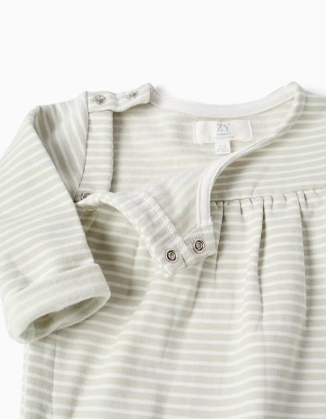 Combinaison en coton peigné à rayures Vert clair 3 - vertbaudet enfant 