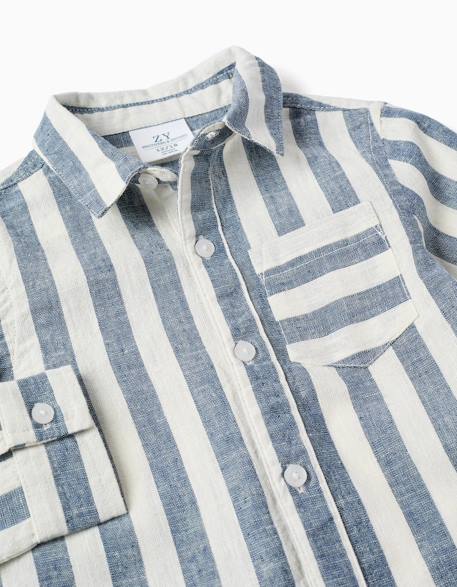 Chemise en coton et lin à rayures you&me Beige clair 3 - vertbaudet enfant 