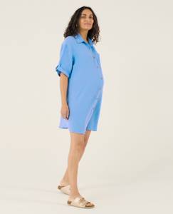 Vêtements de grossesse-Robe chemise courte oversize d'allaitement bertille