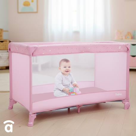 Lit de voyage baléares 2 Beige+Gris+Rose 18 - vertbaudet enfant 