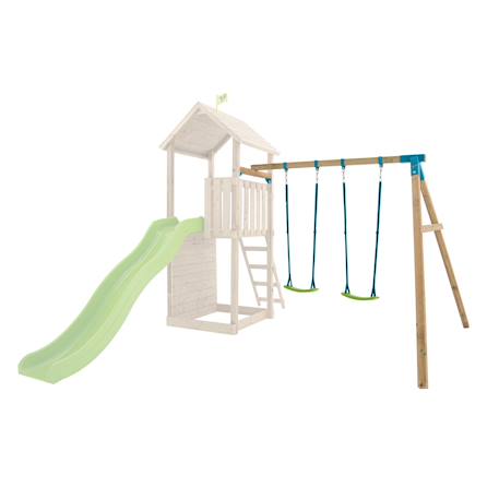 Bras de portique balançoire double avec sièges skywood bois fsc® Marron - bleu 2 - vertbaudet enfant 
