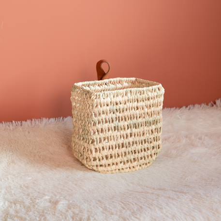 Panier à suspendre demi cercle anse cuir Naturel 1 - vertbaudet enfant 