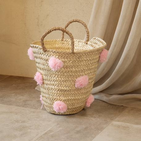 Panier de rangement à pompons Rose 1 - vertbaudet enfant 