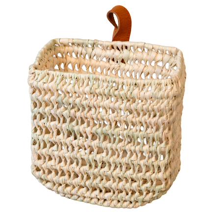 Panier à suspendre demi cercle anse cuir Naturel 2 - vertbaudet enfant 