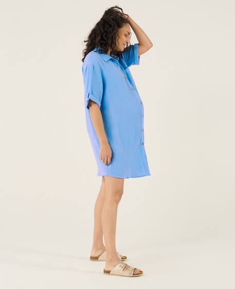 Robe chemise courte oversize d'allaitement bertille Bleu 3 - vertbaudet enfant 