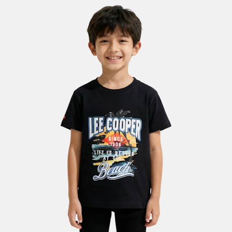 T-shirt manches courtes garçon avec motif plage Bleu+Gris+Kaki+Noir 13 - vertbaudet enfant 