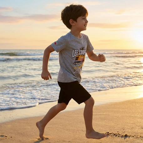 T-shirt manches courtes garçon avec motif plage Bleu+Gris+Kaki+Noir 6 - vertbaudet enfant 