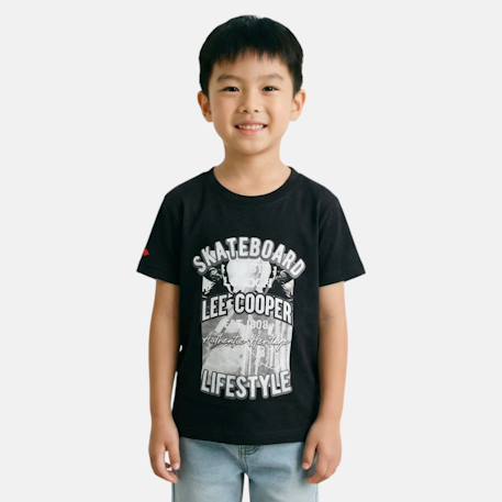 T-shirt manches courtes garçon avec imprime skateboard Bleu+Gris+Marine+Noir 15 - vertbaudet enfant 