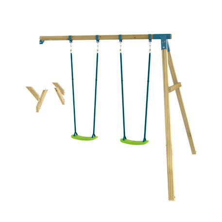 Bras de portique balançoire double avec sièges skywood bois fsc® Marron - bleu 1 - vertbaudet enfant 