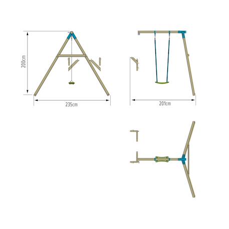 Bras de portique balançoire simple skywood bois fsc® Marron - bleu 3 - vertbaudet enfant 