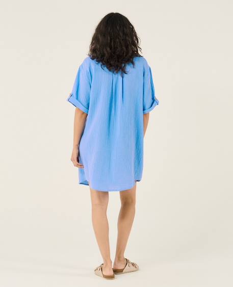 Robe chemise courte oversize d'allaitement bertille Bleu 4 - vertbaudet enfant 