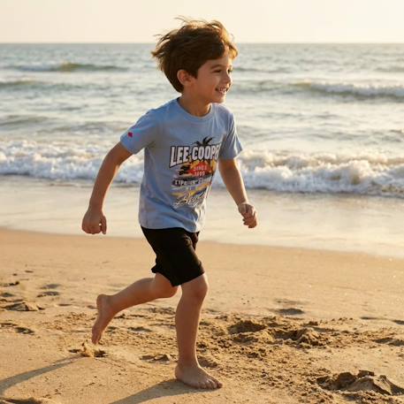 T-shirt manches courtes garçon avec motif plage Bleu+Gris+Kaki+Noir 2 - vertbaudet enfant 