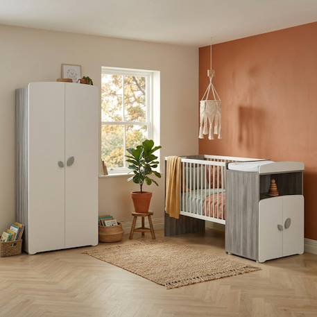 Armoire 2 portes bébé en bois - leaf Gris 4 - vertbaudet enfant 