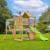 Aire jeux double plateforme santoline bois fsc® Marron - bleu - vert 1 - vertbaudet enfant 