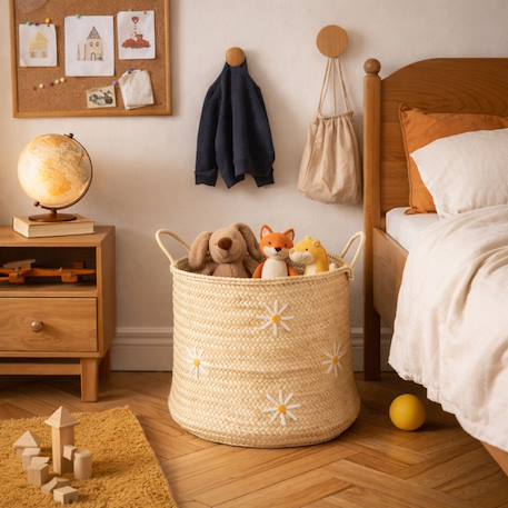 Panier de rangement marguerite Naturel 1 - vertbaudet enfant 
