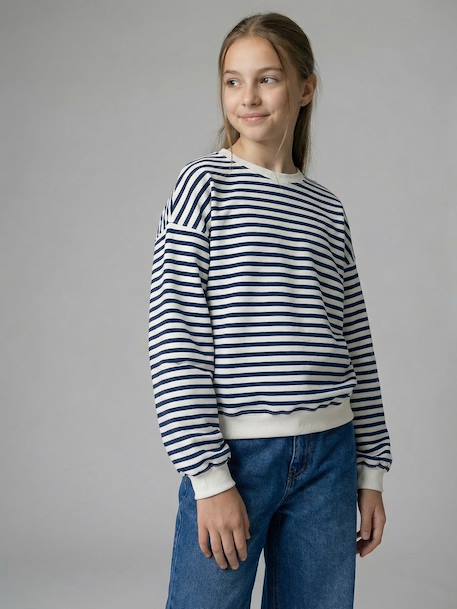 Sweat coupe large marine+marron+vanille 1 - vertbaudet enfant 