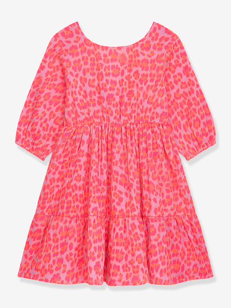 Robe à motif léopard, jupe à volants, manches longues fille DELENA DANAMADE rose 1 - vertbaudet enfant 