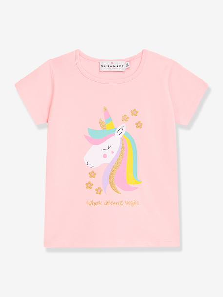 T-shirt fille avec arc-en-ciel en sequins DANAMADE bleu glacier+rose poudré 4 - vertbaudet enfant 