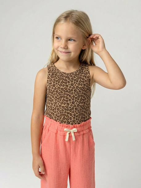 Débardeur fille en côtes écru+Imprimé léopard+rayé bleu+rose bonbon+vert sauge 5 - vertbaudet enfant 