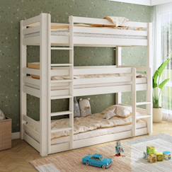 Lit superposé triple extra-solide en bois massif hercule  - vertbaudet enfant