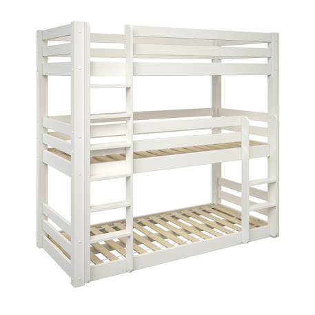 Lit superposé triple extra-solide en bois massif hercule Blanc 3 - vertbaudet enfant 