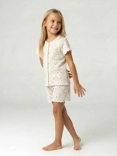 Lot de 2 pyjashort fleurs côtelés écru 2 - vertbaudet enfant 
