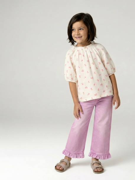 Blouse fille en gaze de coton écru+vanille+vert sauge 8 - vertbaudet enfant 