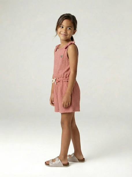 Combinaison short fille bi matière gris ardoise+vieux rose 5 - vertbaudet enfant 