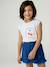 Tee-shirt fille cropped manches courtes épaulées bleu pâle+rose pâle 2 - vertbaudet enfant 