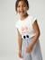 Tee-shirt motif fantaisie fille abricot+bleu grisé+écru+fraise 8 - vertbaudet enfant 
