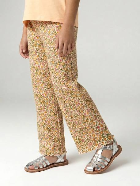 Legging fille en maille côtelé beige+blanc imprimé+écru 5 - vertbaudet enfant 