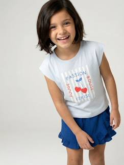-Tee-shirt fille cropped manches courtes épaulées