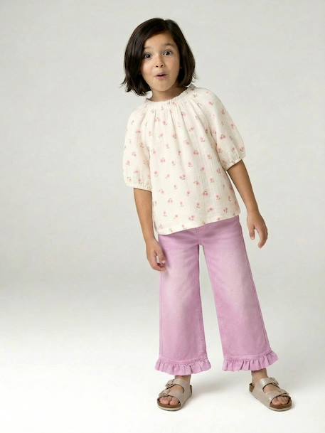 Pantalon fille large à volants écru+lilas 7 - vertbaudet enfant 