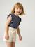 T-shirt manches courtes fille volants marine+vert sauge 2 - vertbaudet enfant 