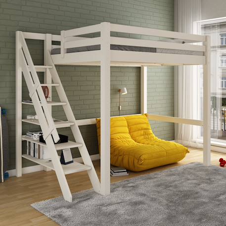 Lit mezzanine deux places en bois massif arthur Blanc 1 - vertbaudet enfant 