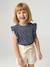 T-shirt manches courtes fille volants marine+vert sauge 1 - vertbaudet enfant 