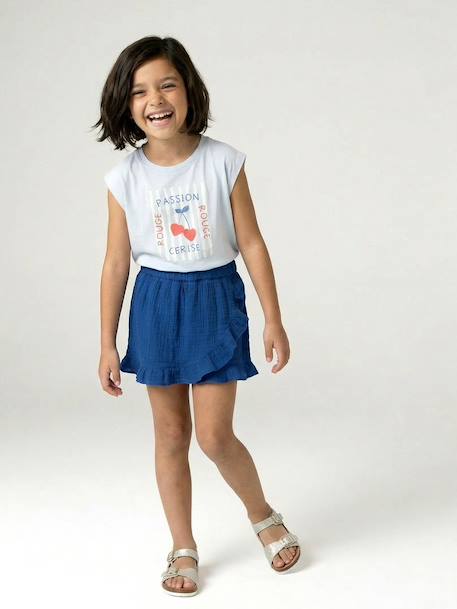 Fille-Jupe short fille gaze coton