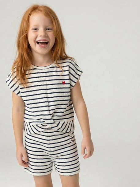 Fille-Ensemble fille t-shirt short en maille fantaisie
