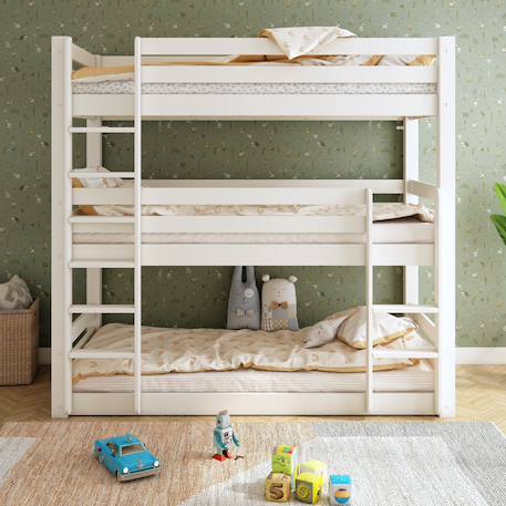 Lit superposé triple extra-solide en bois massif hercule Blanc 2 - vertbaudet enfant 