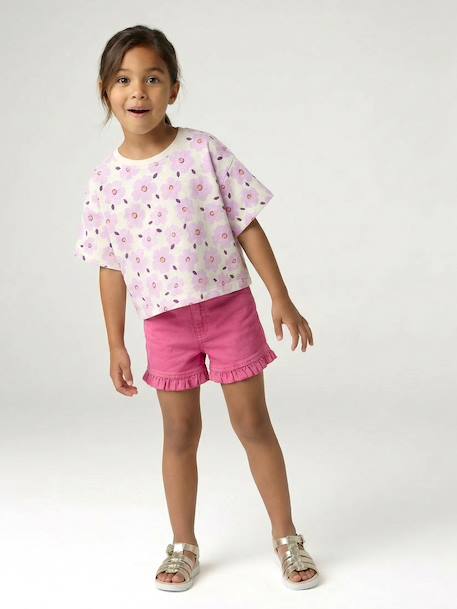 Short fille twill volant pivoine 1 - vertbaudet enfant 
