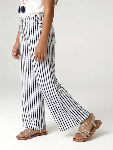 Legging large rayé en maille rayé bleu+rayé rouge 1 - vertbaudet enfant 