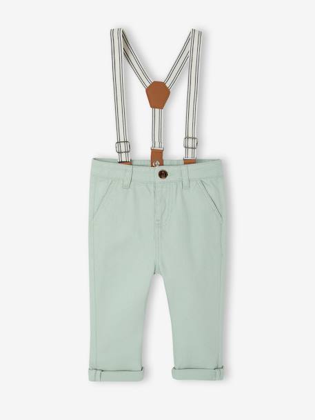 Pantalon bébé à bretelles amovibles vert sauge 3 - vertbaudet enfant 