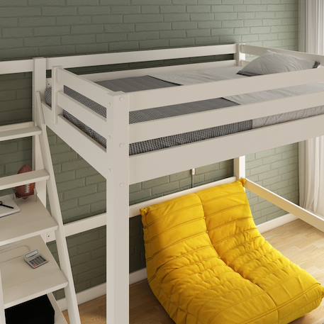 Lit mezzanine deux places en bois massif arthur Blanc 3 - vertbaudet enfant 