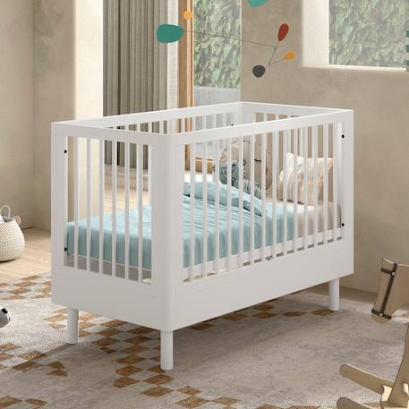 Lit bébé en hêtre massif  aubane Blanc 1 - vertbaudet enfant 