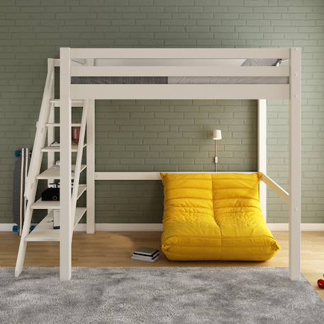 Lit mezzanine deux places en bois massif arthur Blanc 2 - vertbaudet enfant 
