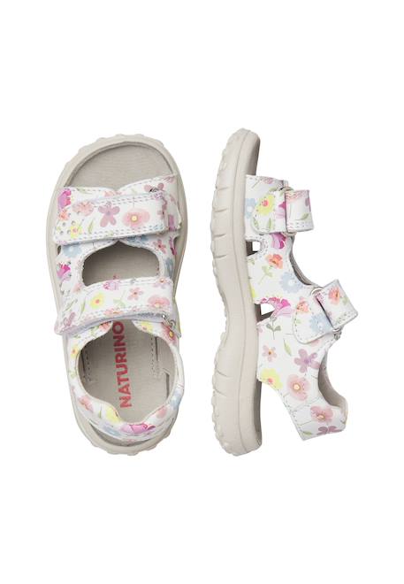 Sandales en cuir avec des fleurs dock Blanc- 4 - vertbaudet enfant 
