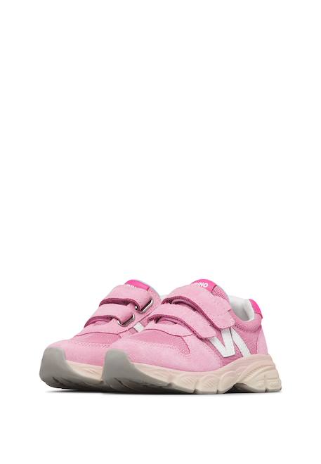 Sneakers en cuir et tissu mizole vl. Gris-+Rose- 10 - vertbaudet enfant 
