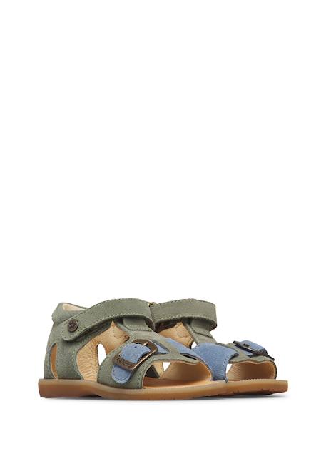 Sandales en daim quarzo Marron-orange+Vert-céleste 7 - vertbaudet enfant 