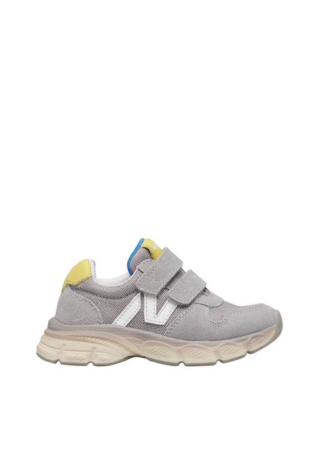 Sneakers en cuir et tissu mizole vl. Gris-+Rose- 1 - vertbaudet enfant 