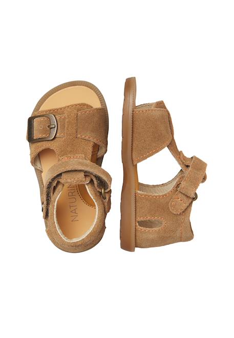 Sandales en daim quarzo Marron-orange+Vert-céleste 4 - vertbaudet enfant 